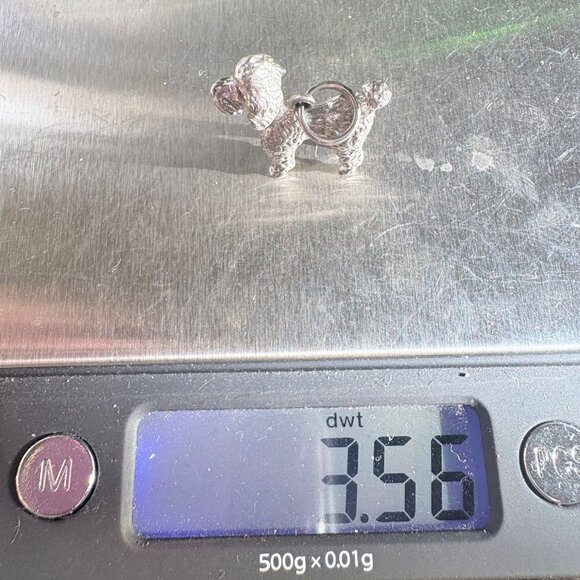 VTG Sterling Silver 925 Poodle Red Eyes Dog Textured Pendant Size 0.75" Length - Picture 7 of 9